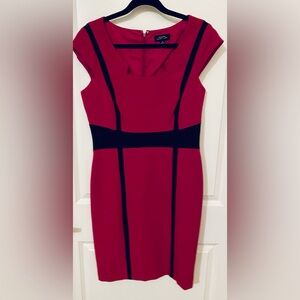 Tahari Raspberry Sheath Dress Size 8 Like New
